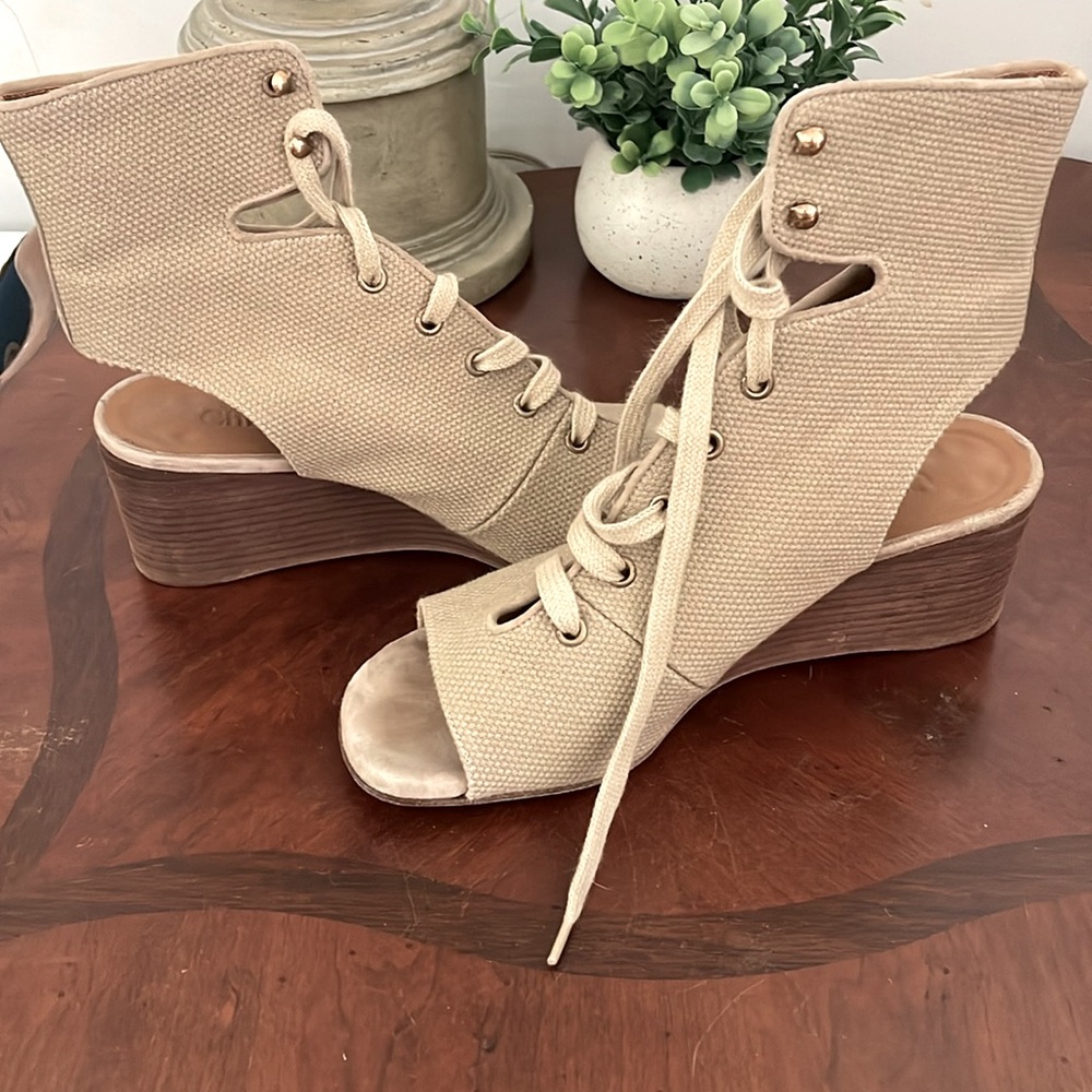 Chloe’ Lace-Up Wedge Sandals Size 38